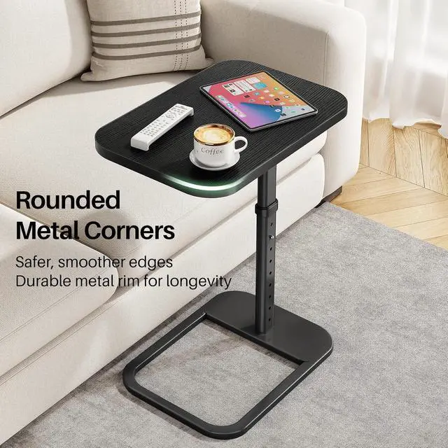 Alt view image 6 of 7 - Kitstorack Upgraded TV Tray Table with Panel Lock, Adjustable Height & 90° Flip-Over Design, Sofa Arm End Side Table for Eating, Dinner, Snack, Laptop, Couch, Bed, Chair or Small Spaces, Black