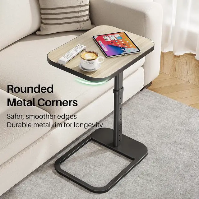 Alt view image 7 of 7 - Kitstorack Upgraded TV Tray Table with Panel Lock, Adjustable Height & 90° Flip-Over Design, Sofa Arm End Side Table for Eating, Dinner, Snack, Laptop, Couch, Bed, Chair or Small Spaces, Gray