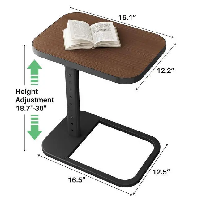 Alt view image 5 of 7 - Kitstorack Upgraded TV Tray Table with Panel Lock, 90° Flip-Over Design & Adjustable Height, Sofa Arm Side Table for Eating, Laptop, Couch, Bed, or Small Spaces, Espresso