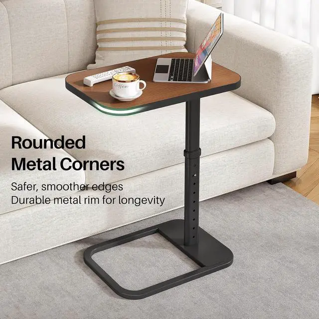 Alt view image 6 of 7 - Kitstorack Upgraded TV Tray Table with Panel Lock, 90° Flip-Over Design & Adjustable Height, Sofa Arm Side Table for Eating, Laptop, Couch, Bed, or Small Spaces, Espresso
