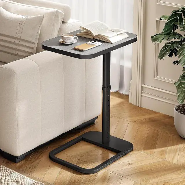Main image of Kitstorack Upgraded TV Tray Table with Panel Lock, 90° Flip-Over Design & Adjustable Height, Sofa Arm Side Table for Eating, Laptop, Couch, Bed, or Small Spaces, Dark Gray