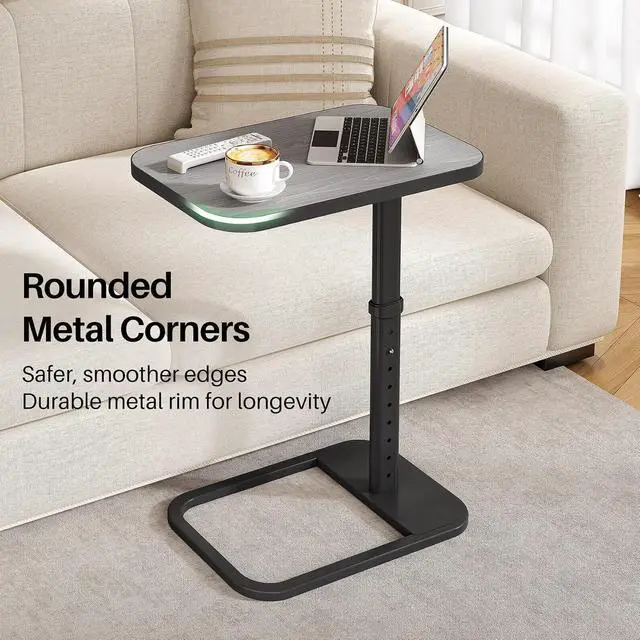 Alt view image 6 of 7 - Kitstorack Upgraded TV Tray Table with Panel Lock, 90° Flip-Over Design & Adjustable Height, Sofa Arm Side Table for Eating, Laptop, Couch, Bed, or Small Spaces, Dark Gray