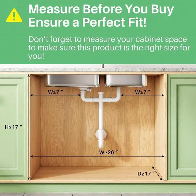 Alt view image 2 of 7 - Kitstorack Under Sink Organizer, 1-Pack 3-Tier Height Adjustable Thickened Metal Pull out Cabinet Organizer Shelf, Slide out Storage Drawer Rack for Bathroom Kitchen Pantry Home Organization, Green