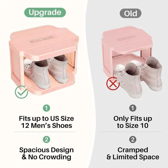 Alt view image 6 of 7 - Kitstorack 10-Tier Vertical Plastic Shoe Rack, Freestanding Stackable Shoe Storage Organizer Cubes Shoe Shelf Tower or Small Closets and Tight Spaces, Pink