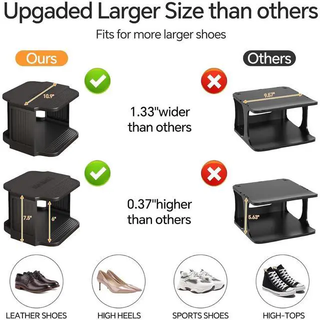 Alt view image 6 of 7 - Kitstorack Stackable 16-Tier Shoe Rack for Closet & Entrance - Tall, Narrow, Vertical Shoe Stand - Plastic, Free Standing - Ideal for Small Spaces