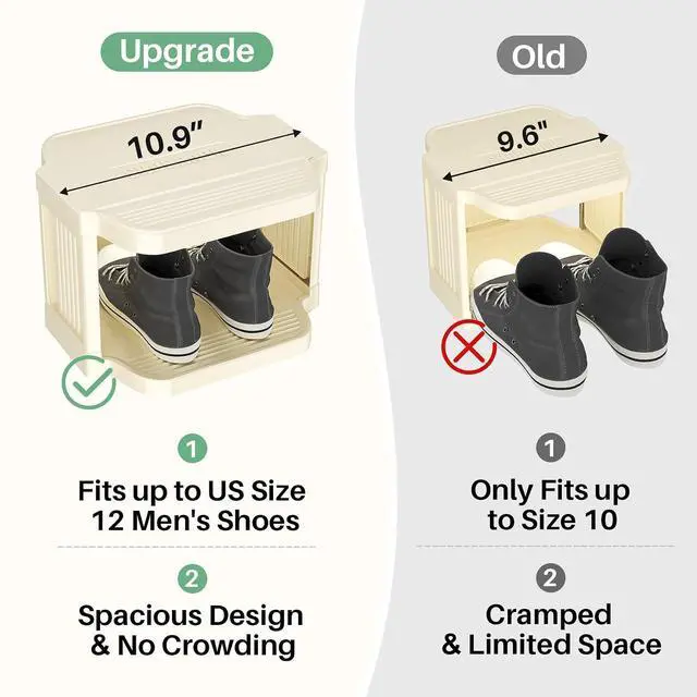 Alt view image 3 of 7 - Kitstorack 10 Tiers Stackable Shoe Rack for Closet and Front Door Entrance - Free Standing Plastic Stand, Narrow Tall Vertical Organizer for Small Spaces Storage, White