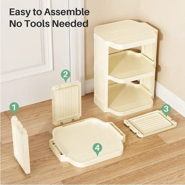 Alt view image 7 of 7 - Kitstorack 10 Tiers Stackable Shoe Rack for Closet and Front Door Entrance - Free Standing Plastic Stand, Narrow Tall Vertical Organizer for Small Spaces Storage, White