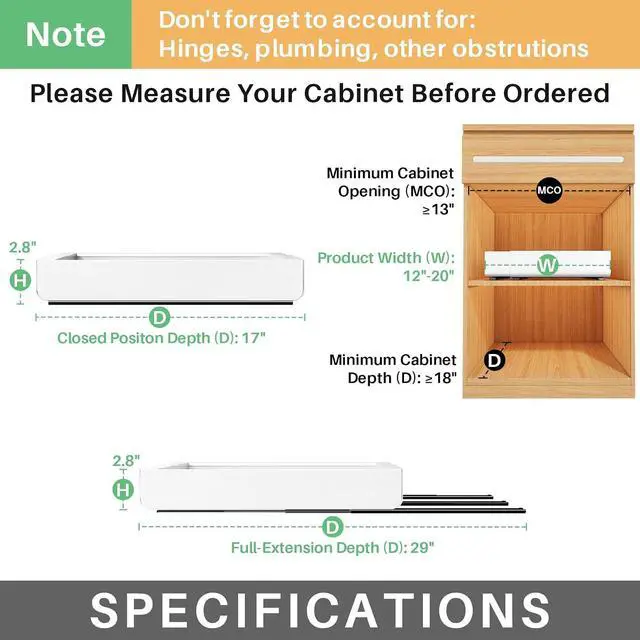 Alt view image 2 of 7 - Pull out Cabinet Organizer, Expandable(12"-20") Heavy Duty Slide out Drawers Fixed with Adhesive Nano Film for Pots, Roll out Shelf Storage for Kitchen Base Cabinet, Pantry, Bathroom Cupboard