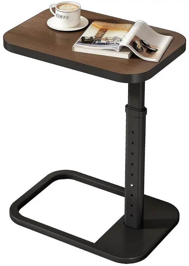 Main image of Kitstorack Adjustable Height C-Shaped End Table, 9-Level Side Table with Thickened Metal Rounded Edge, Couch Table Slides Under Sofa or Bed, Eating, Working, TV Tray Table for Small Spaces, Espresso