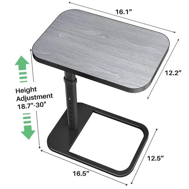 Alt view image 3 of 7 - Kitstorack TV Tray Table, Adjustable Height & Rounded Metal Corners, Snack Table for Couch, Sofa, Bed, Chair, Living Room, C Shaped End Side Table for Eating, Dinner or Laptop, Small Spaces, Dark Gray