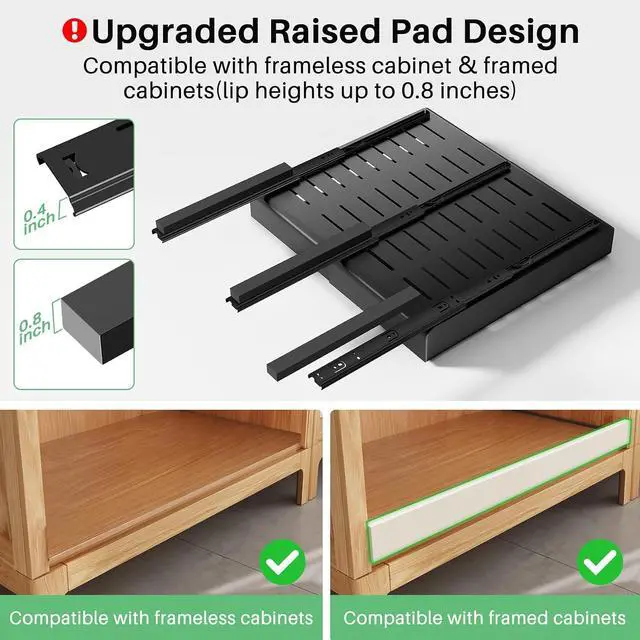 Alt view image 3 of 7 - Kitstorack Pull out Cabinet Organizer, Expandable(12"-20") Heavy Duty Slide out Drawer Fixed with Adhesive Nano Film for Pots, Roll out Shelf Storage for Kitchen Base Organization(2-Pack)