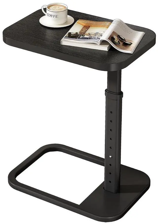 Main image of Kitstorack Adjustable Height C-Shaped End Table, 9-Level Side Table with Thickened Metal Rounded Edge, Couch Table Slides Under Sofa or Bed, Eating, Working, TV Tray Table for Small Spaces, Black