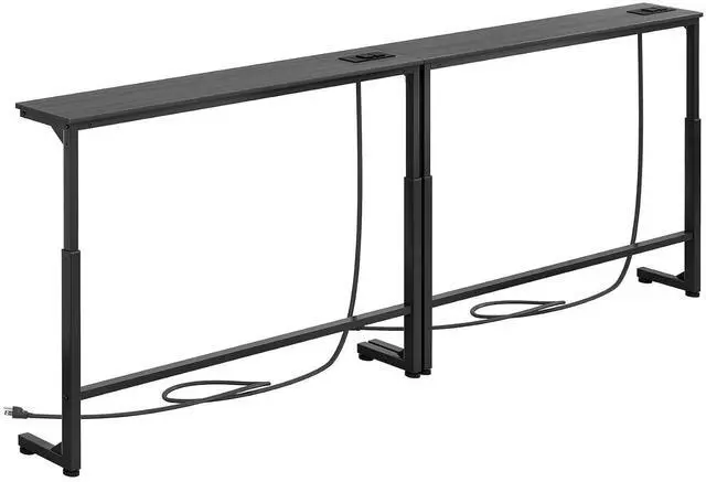 Main image of Kitstorack Narrow Sofa Table with Charging Station, 78.8" Behind Couch Table, Adjustable 24.4"-32.7" Height, Modular 2-piece Design for sectionals, entryways, Apartments, and Narrow Living Spaces