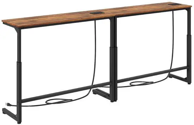 Main image of Kitstorack Narrow Sofa Table with Charging Station, 78.8" Behind Couch Table, Adjustable 24.4"-32.7" Height, Modular 2-piece Design for sectionals, entryways, Apartments, and Narrow Living Spaces