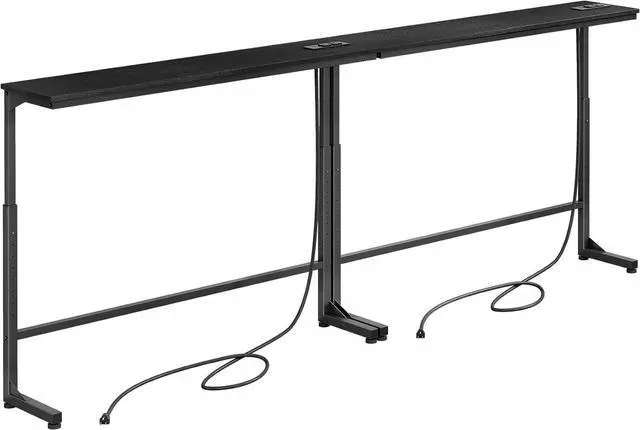 Main image of Kitstorack Narrow Sofa Table with Charging Station, 78.8" Behind Couch Table, Adjustable 24.4"-32.7" Height, Modular 2-piece Design for sectionals, entryways, Apartments, and Narrow Living Spaces