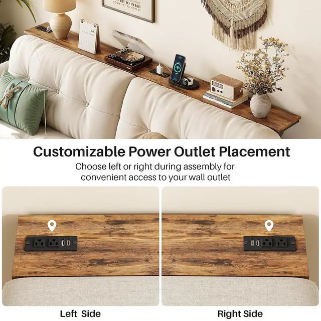 Alt view image 7 of 7 - Kitstorack Narrow Sofa Table with Charging Station, 78.8" Behind Couch Table, Adjustable 24.4"-32.7" Height, Modular 2-piece Design for sectionals, entryways, Apartments, and Narrow Living Spaces