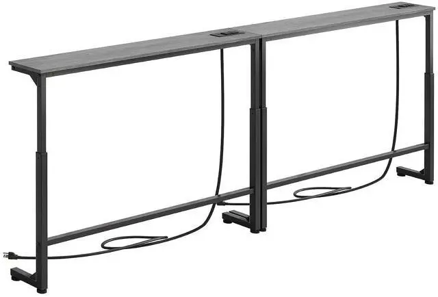 Main image of Kitstorack Narrow Sofa Table with Charging Station, 78.8" Behind Couch Table, Adjustable 24.4"-32.7" Height, Modular 2-piece Design for sectionals, entryways, Apartments, and Narrow Living Spaces