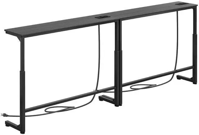 Main image of Kitstorack Narrow Sofa Table with Charging Station, 78.8" Behind Couch Table, Adjustable 24.4"-32.7" Height, Modular 2-piece Design for sectionals, entryways, Apartments, and Narrow Living Spaces