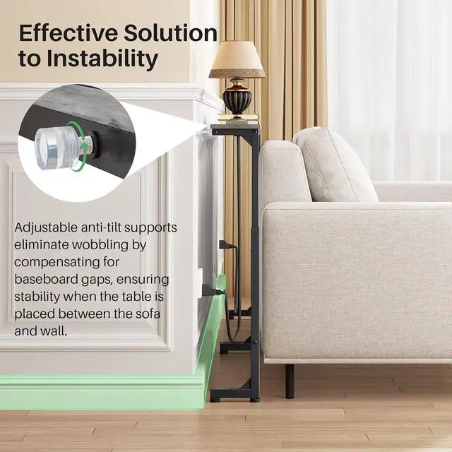 Alt view image 5 of 7 - Kitstorack Narrow Sofa Table with Charging Station, 78.8" Behind Couch Table, Adjustable 24.4"-32.7" Height, Modular 2-piece Design for sectionals, entryways, Apartments, and Narrow Living Spaces