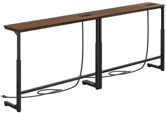 Main image of Kitstorack Narrow Sofa Table with Charging Station, 78.8" Behind Couch Table, Adjustable 24.4"-32.7" Height, Modular 2-piece Design for sectionals, entryways, Apartments, and Narrow Living Spaces