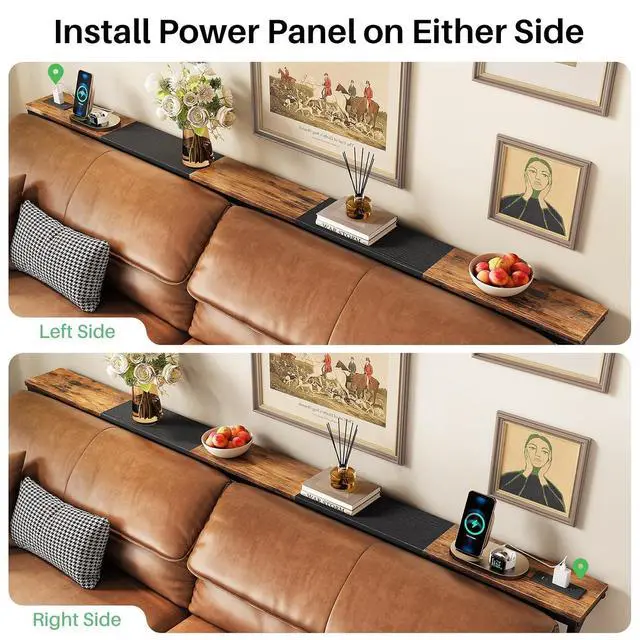Alt view image 7 of 7 - Kitstorack 76.9" Narrow Console Table with Power Outlet for Living Room | Height Adjustment: 24.3"-32.5", 2 AC + USB + USB-C ports, 5.9" wide fits tight spaces, anti-tip screws included