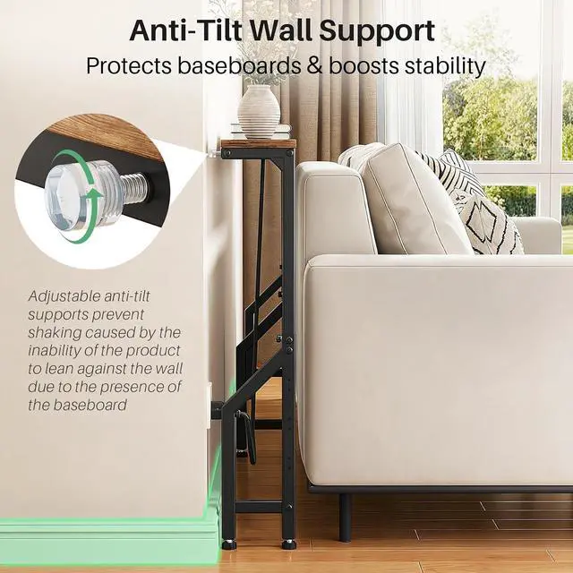 Alt view image 6 of 7 - Kitstorack 76.9" Narrow Console Table with Power Outlet for Living Room | Height Adjustment: 24.3"-32.5", 2 AC + USB + USB-C ports, 5.9" wide fits tight spaces, anti-tip screws included