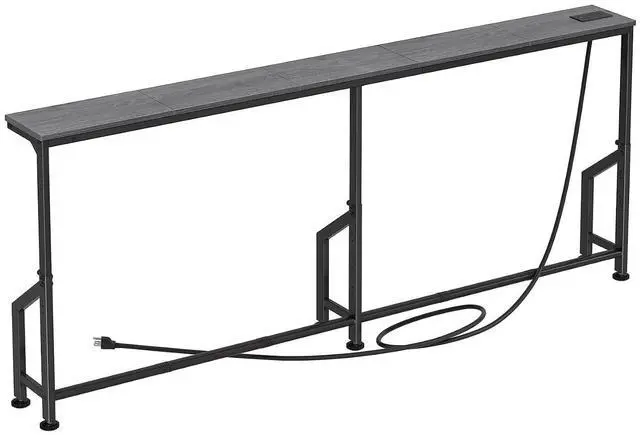 Main image of Kitstorack 76.9" Narrow Console Table with Power Outlet for Living Room | Height Adjustment: 24.3"-32.5", 2 AC + USB + USB-C ports, 5.9" wide fits tight spaces, anti-tip screws included