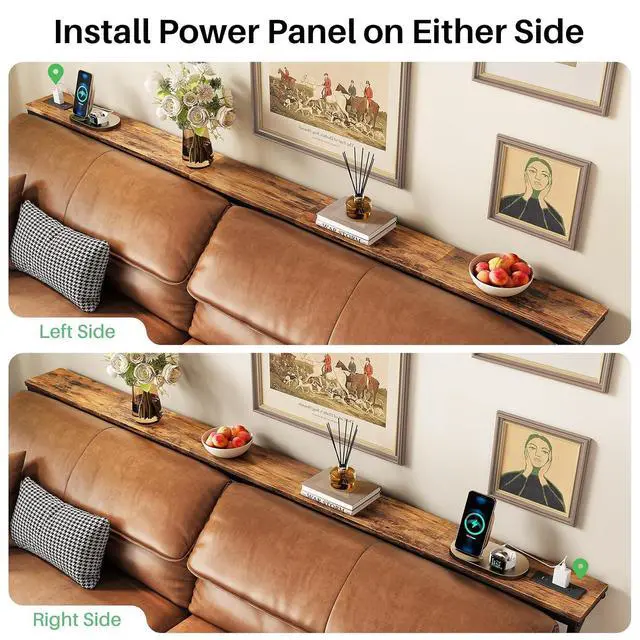 Alt view image 7 of 7 - Kitstorack 76.9" Narrow Console Table with Power Outlet for Living Room | Height Adjustment: 24.3"-32.5", 2 AC + USB + USB-C ports, 5.9" wide fits tight spaces, anti-tip screws included