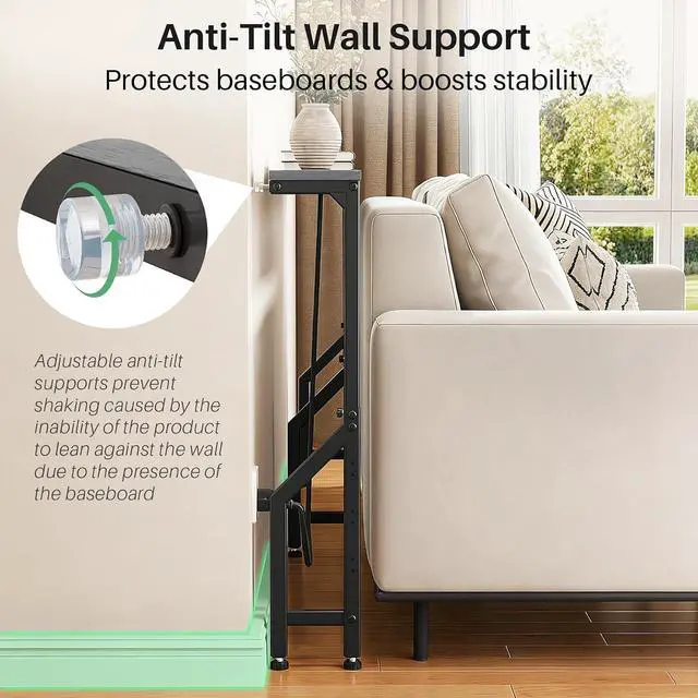 Alt view image 6 of 7 - Kitstorack 76.9" Narrow Console Table with Power Outlet for Living Room | Height Adjustment: 24.3"-32.5", 2 AC + USB + USB-C ports, 5.9" wide fits tight spaces, anti-tip screws included