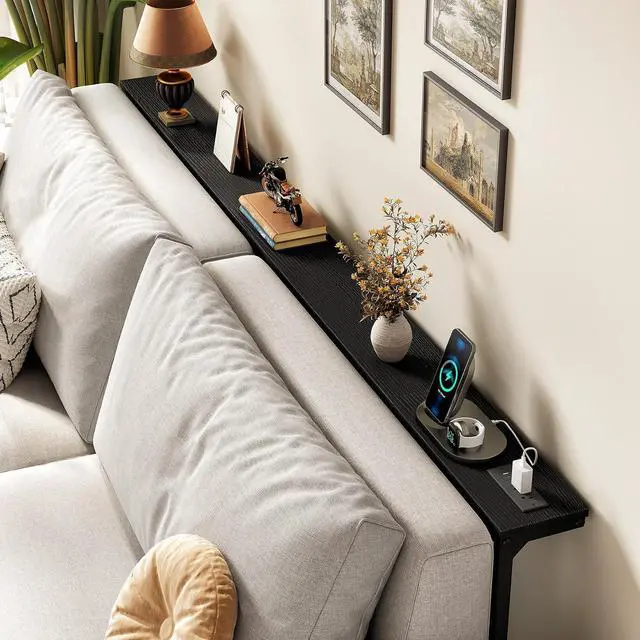 Alt view image 2 of 7 - Kitstorack 76.9" Narrow Console Table with Power Outlet for Living Room | Height Adjustment: 24.3"-32.5", 2 AC + USB + USB-C ports, 5.9" wide fits tight spaces, anti-tip screws included