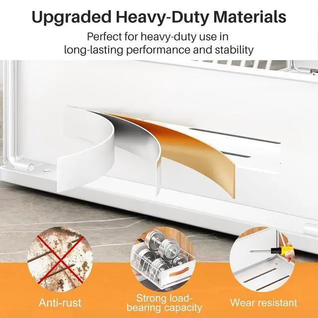 Alt view image 7 of 7 - Pull out Cabinet Organizer,Heavy Duty Slide out Pantry Shelves Drawer Storage with Adhesive Nano Film,Sliding Mesh Cabinet Basket with Handle for Kitchen, Bathroom, Home, 15.8"W X 21"D X 6.2"H,White