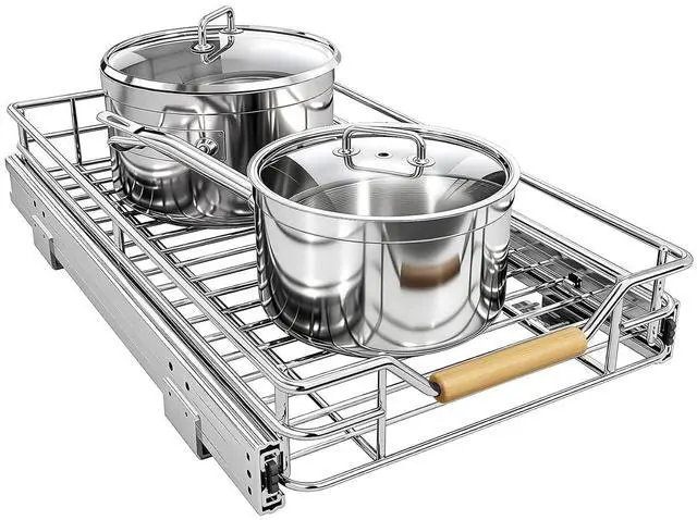 Main image of Pull out Cabinet Organizer, 11"W X 21"D, Heavy Duty Smooth Sliding Under Cabinet Shelves for Pots and Pans, Full-Extension Roll out Drawers, Slide out Organization for Home Kitchen Pantry