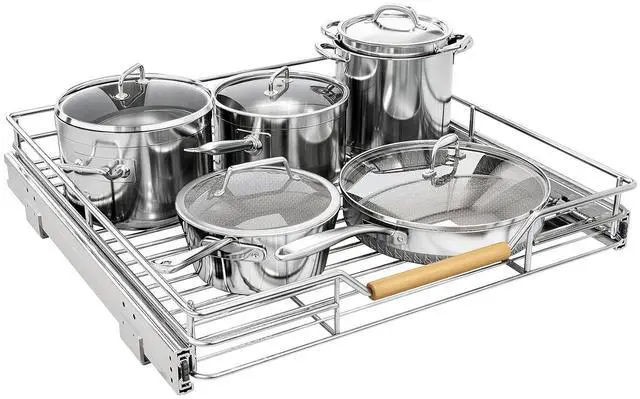 Main image of Pull out Cabinet Organizer, 21"W X 21"D, Heavy Duty Smooth Sliding Under Cabinet Shelves for Pots and Pans, Full-Extension Roll out Drawers, Slide out Organization for Home Kitchen Pantry