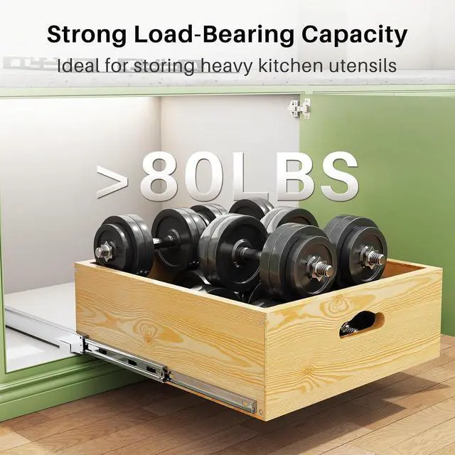 Alt view image 7 of 7 - Pull Out Cabinet Organizer, Soft Close Slide Out Solid Wooden Drawers(15"W X 21"D x 6.2''H), Heavy Duty Full-extension Roll Out Shelves for Kitchen Cabinets,Pantry & Closet Organizers and Storage
