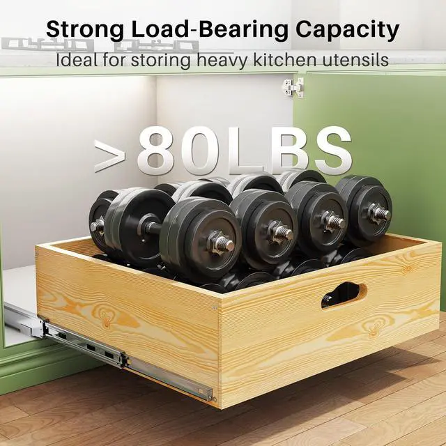 Alt view image 7 of 7 - Pull Out Cabinet Organizer, Soft Close Slide Out Solid Wooden Drawers(21"W X 21"D x 6.2''H), Heavy Duty Full-extension Roll Out Shelves for Kitchen Cabinets,Pantry & Closet Organizers and Storage
