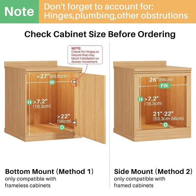 Alt view image 3 of 7 - Pull Out Cabinet Organizer, Soft Close Slide Out Solid Wooden Drawers(26"W X 21"D x 6.2''H), Heavy Duty Full-extension Roll Out Shelves for Kitchen Cabinets,Pantry & Closet Organizers and Storage