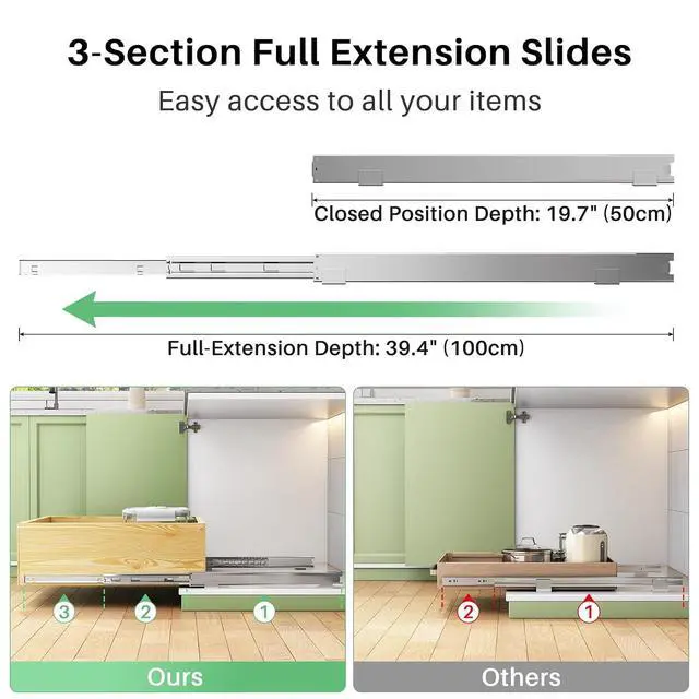 Alt view image 6 of 7 - Pull Out Cabinet Organizer, Soft Close Slide Out Solid Wooden Drawers(21"W X 21"D x 6.2''H), Heavy Duty Full-extension Roll Out Shelves for Kitchen Cabinets,Pantry & Closet Organizers and Storage