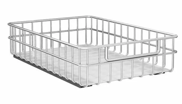 Main image of Pull out Cabinet Organizer, Stainless Steel 1-Pack (13.8"W x 21"D) Full-Extension Slide out Drawer, Adhesive Roll out Can Spice Storage Basket Shelf Rack for Pantry, Kitchen, Bathroom, Home Closet