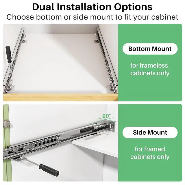 Alt view image 7 of 7 - 2Pack Pull Out Cabinet Organizer, Soft Close Wooden Slide Out Drawers for Pots, Full-extension Roll Out Shelves for Kitchen Cabinets, Pantry Organization, Bottom and Side Mount(15"W X 21"D x 3.4''H)