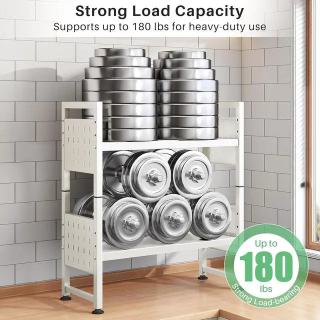 Alt view image 5 of 7 - Microwave Stand, 3-Tier Expandable(17.4"-27.4") Microwave Oven Rack, Heavy Duty Adjustable Shelf with 9 hooks, Kitchen Organizer Storage Shelves for Pantry, Countertop, Coffee Bar, Office, Dorm, White