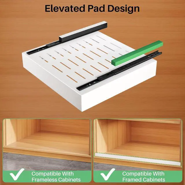 Alt view image 3 of 7 - 2Pack Pull out Cabinet Organizer, 21"Deep, Heavy Duty Full-extension Slide out Drawers for Kitchen Cabinet, Roll out Shelf Storage with Nano Adhesive for Pots,17"W x 21"D x 3.1"H, White