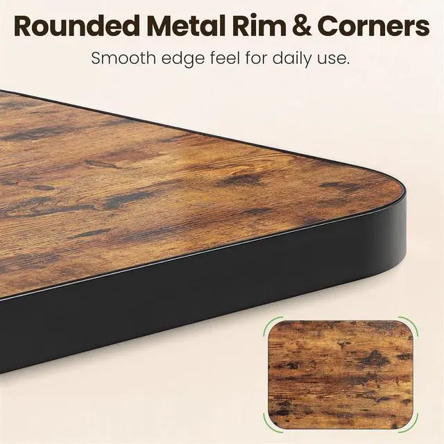 Alt view image 6 of 7 - Kitstorack Folding TV Tray Tables Set of 2, No Assembly, Rounded Metal Rims | Rustic Brown, folds flat, couch side table for eating, TV dinners, laptop work, snacks, drinks, living room, small spaces