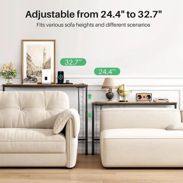 Alt view image 3 of 7 - Kitstorack Adjustable Heigh Tv Tray Table and Narrow Console Table Behind Sofa Couch