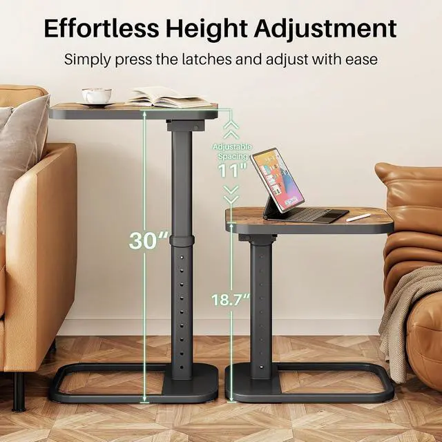Alt view image 7 of 7 - Kitstorack Adjustable Heigh Tv Tray Table and Narrow Console Table Behind Sofa Couch