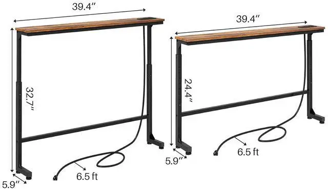 Alt view image 3 of 7 - Kitstorack 3-Pack Adjustable Height Tables with Outlets