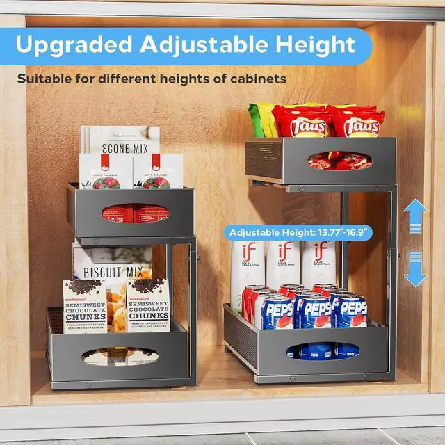 Alt view image 7 of 7 - 1PC Pull out Cabinet Organizer Fixed with Adhesive Nano Film+1PC Under Sink Organizer Bundle