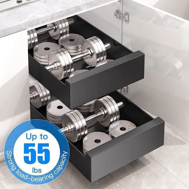 Alt view image 4 of 7 - Kitstorack 1PC Pull out Cabinet Organizer+1PC Pull out Cabinet Organizer Fixed with Adhesive Nano Film Bundle
