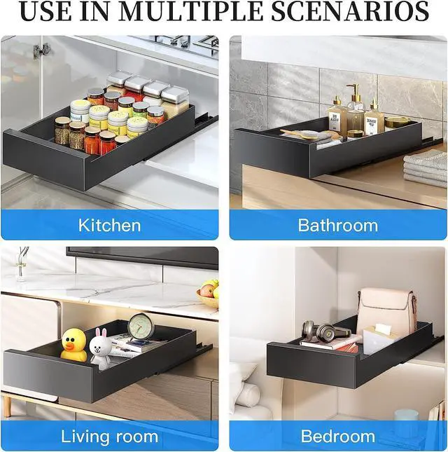 Alt view image 5 of 7 - Kitstorack 1PC Pull out Cabinet Organizer+1PC Pull out Cabinet Organizer Fixed with Adhesive Nano Film Bundle