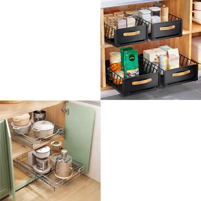 Main image of Kitstorack 1PC Pull out Cabinet Organizer Fixed with Adhesive Nano Film+1PC Pull out Cabinet Organizer Bundle
