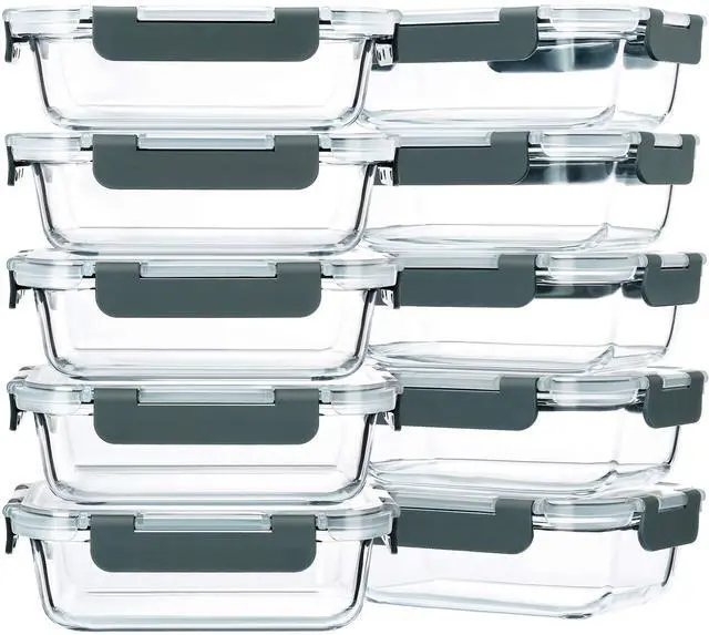 Alt view image 2 of 7 - M MCIRCO [10-Pack,22 Oz Glass Meal Prep Containers with Lids, 30-Piece Glass Food Storage Containers with Lids